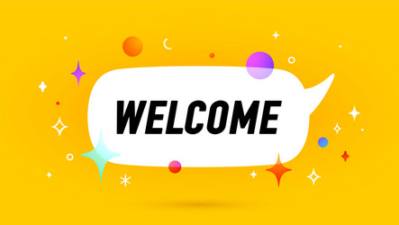 Welcome banner speech bubble vector