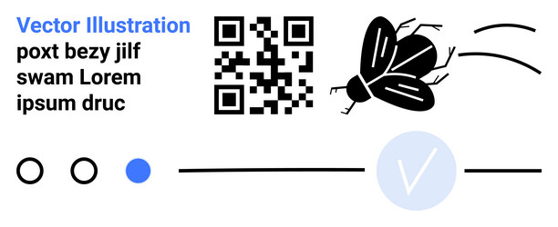black and white qr code with fly graphic text vector image