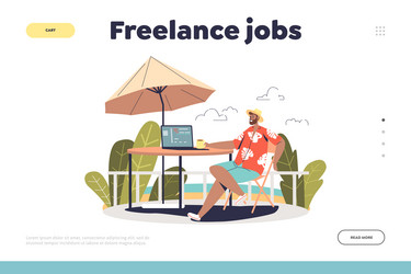 Freelance jobs concept of landing page with worker vector