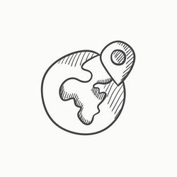 globe with pointer sketch icon vector image