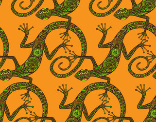 Hand drawn lizard or salamander with ethnic tribal