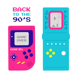 old portable consol games retro vector