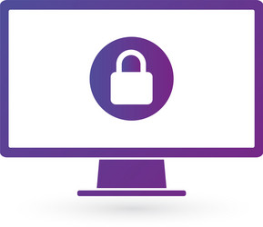 security computer lock in circle icon password vector image