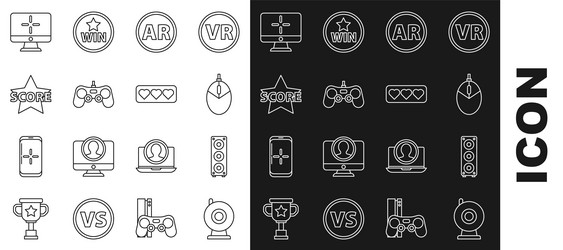 set line web camera stereo speaker computer vector image