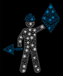 bright mesh 2d ethereum miner with flash spots vector image
