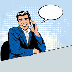 Businessman speaking by phone vector