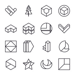 geometric and abstract 3d shapes line style icon vector image