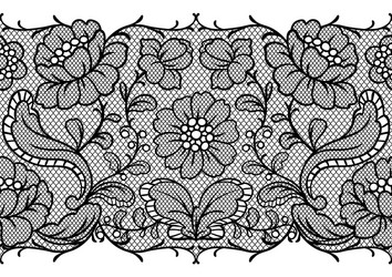 Lace fabric seamless border with abstract flowers Vector Image
