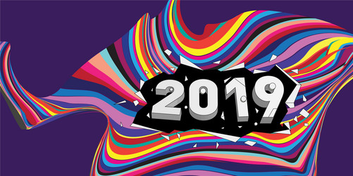 2021 new year text with wavy colorful line vector image