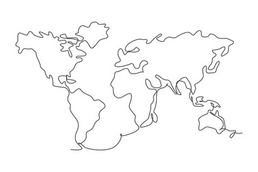 Continuous World Map Line Drawing vector image