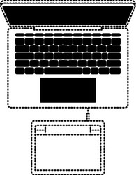 desktop computer and digitizer tablet connection vector image