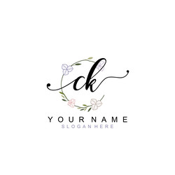 elegant floral initial logo designs with ck Vector Image