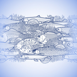 Graphic ocean fish border Royalty Free Vector Image