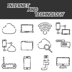 Internet and technology icon set vector