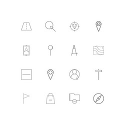 maps and navigation linear thin icons set vector image
