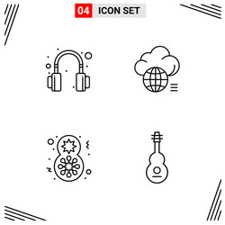4 icons line style grid based creative outline vector image