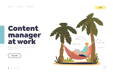 content manager at work concept of landing page vector