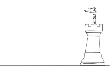 Continuous one line drawing robot future tech vector