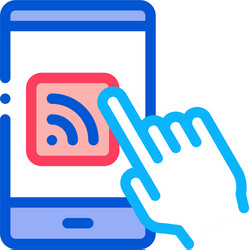 hand push wifi button icon outline vector image