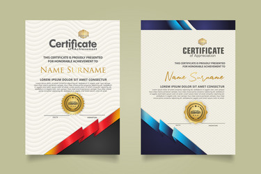set certificate template with ribbon stripes vector image