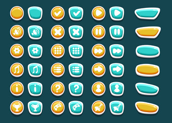 set with interface buttons icons for game vector image