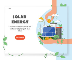 Solar renewable energy website design vector