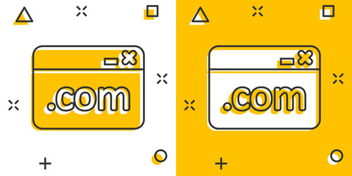 website domain icon in comic style com internet vector image