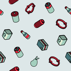 garbage color outline isometric pattern vector image