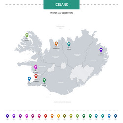 iceland map with location pointer marks vector image