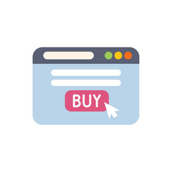 mouse cursor clicking buy button on web browser vector image