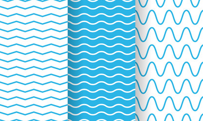 separate waves wavy endless stripes patterns set vector