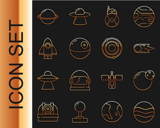 set line planet comet falling down fast robot vector image