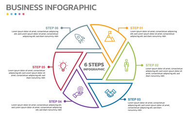 visual data presentation cycle diagram with 6 vector image
