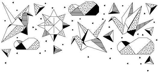 background with origami figures paper symbolic vector image