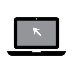 laptop with cursor icon on grey backdrop computer vector image
