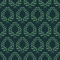 seamless pattern with laurel branches on a blue vector image