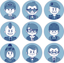 Set icons with characters different professions vector