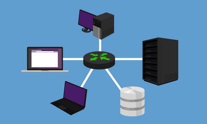 star network topology lan design networking vector image