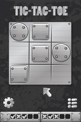 tic-tac-toe metal style ui game with cursor arrow vector image
