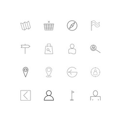 maps and navigation linear thin icons set vector image