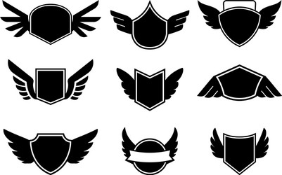 set empty emblems with wings design vector image