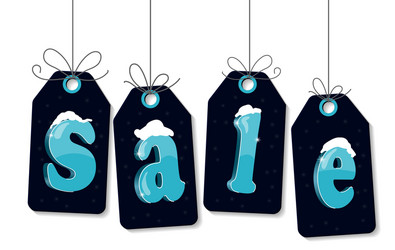 Snow sale tag hangig vector