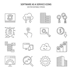 Software as a Service (SaaS) Icon Set vector image