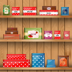 Tin boxes shelf Royalty Free Vector Image - VectorStock