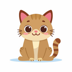 adorable cartoon kitten sitting brown tabby big Vector Image