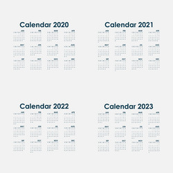 Calendar 2020 20212022 and 2023 vector
