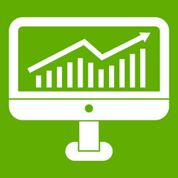 growth graph on the computer monitor icon green vector image
