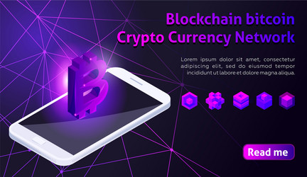 isometry icon blockchain bitcoin crypto currency vector image