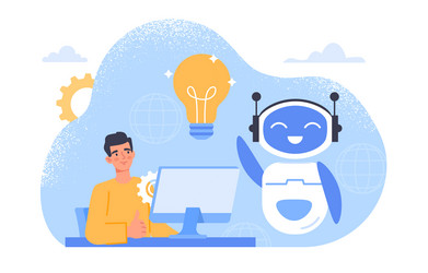 man with chat bot concept vector image