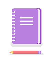 Notebook with spiral to write memos pencil icons vector